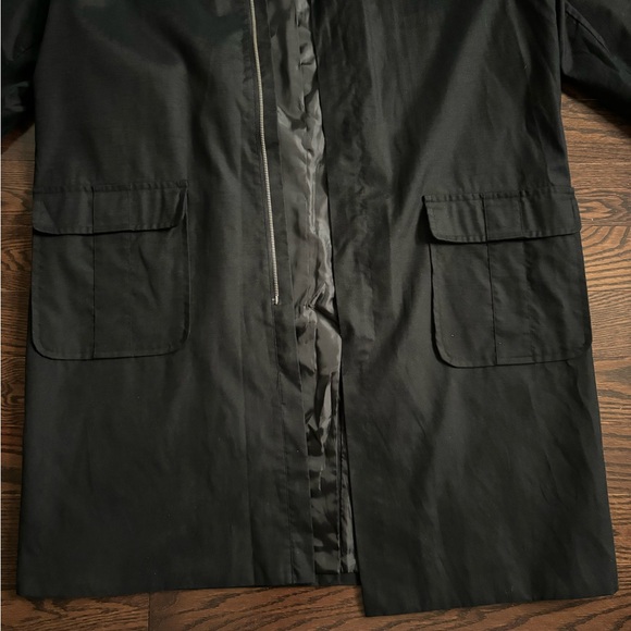 BEDO XL Black Trench Coat Jacket (Rain, Wind, Fall) 55 Cotton, 45 Nylon, New - Picture 2 of 7